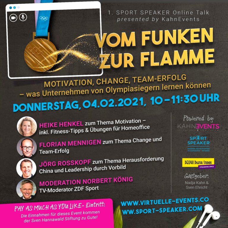 1. SPORT SPEAKER Online-Talk mit Olympiasiegern und Weltmeistern