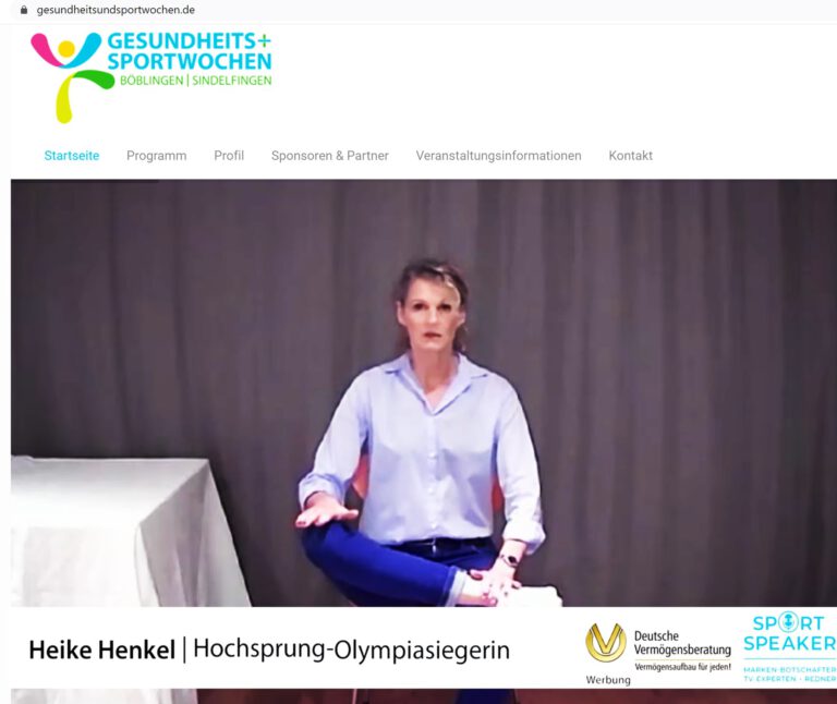 Heike Henkel virtuell aktiv auf Gesundheits- und Sportwochen Böblingen